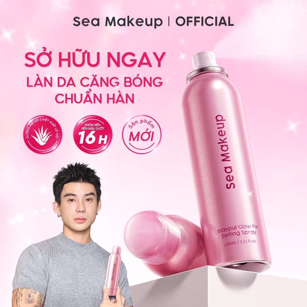 [MỚI] Xịt khoá nền Sea Makeup Stayput Glow Fix Setting Spray trang điểm tạo hiệu ứng căng bóng Korean Glass Skin 100ml