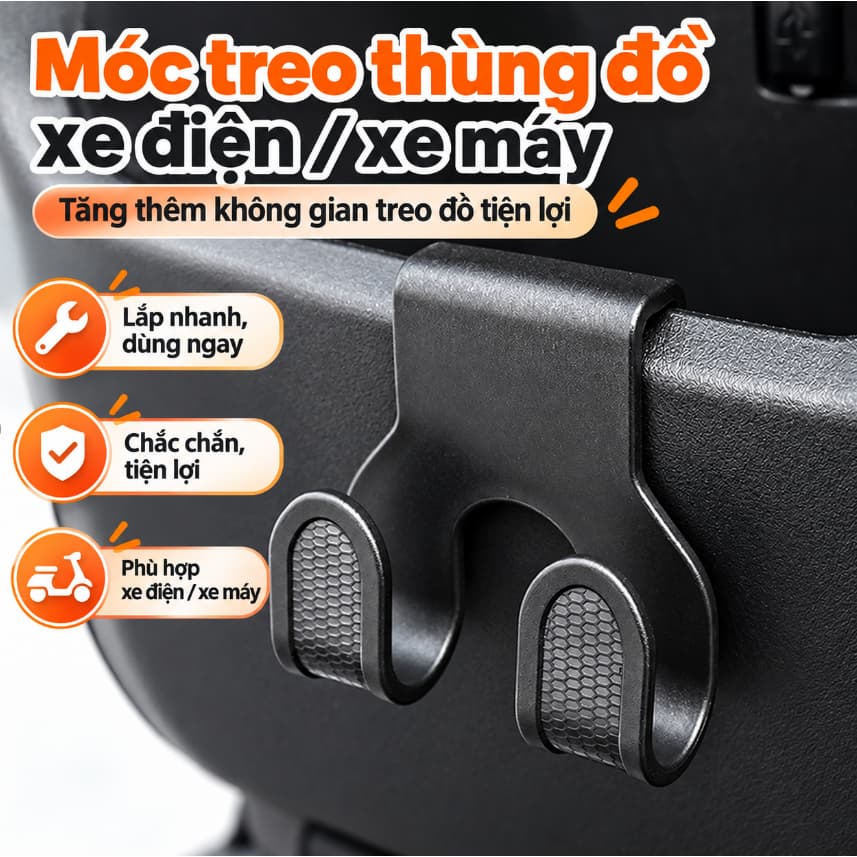 Móc chở hàng cho xe máy, xe đạp điện, chịu tải nặng, đa năng, móc kép.