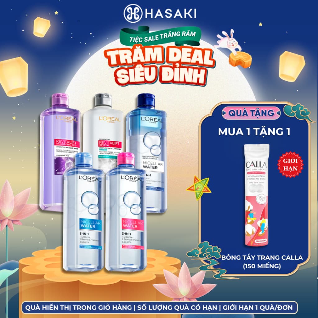 [DAILY] Nước Tẩy Trang L'oreal Dành Cho Da Dầu, Da Nhạy Cảm, Làm Sạch Trang Điểm 400ml Hasaki