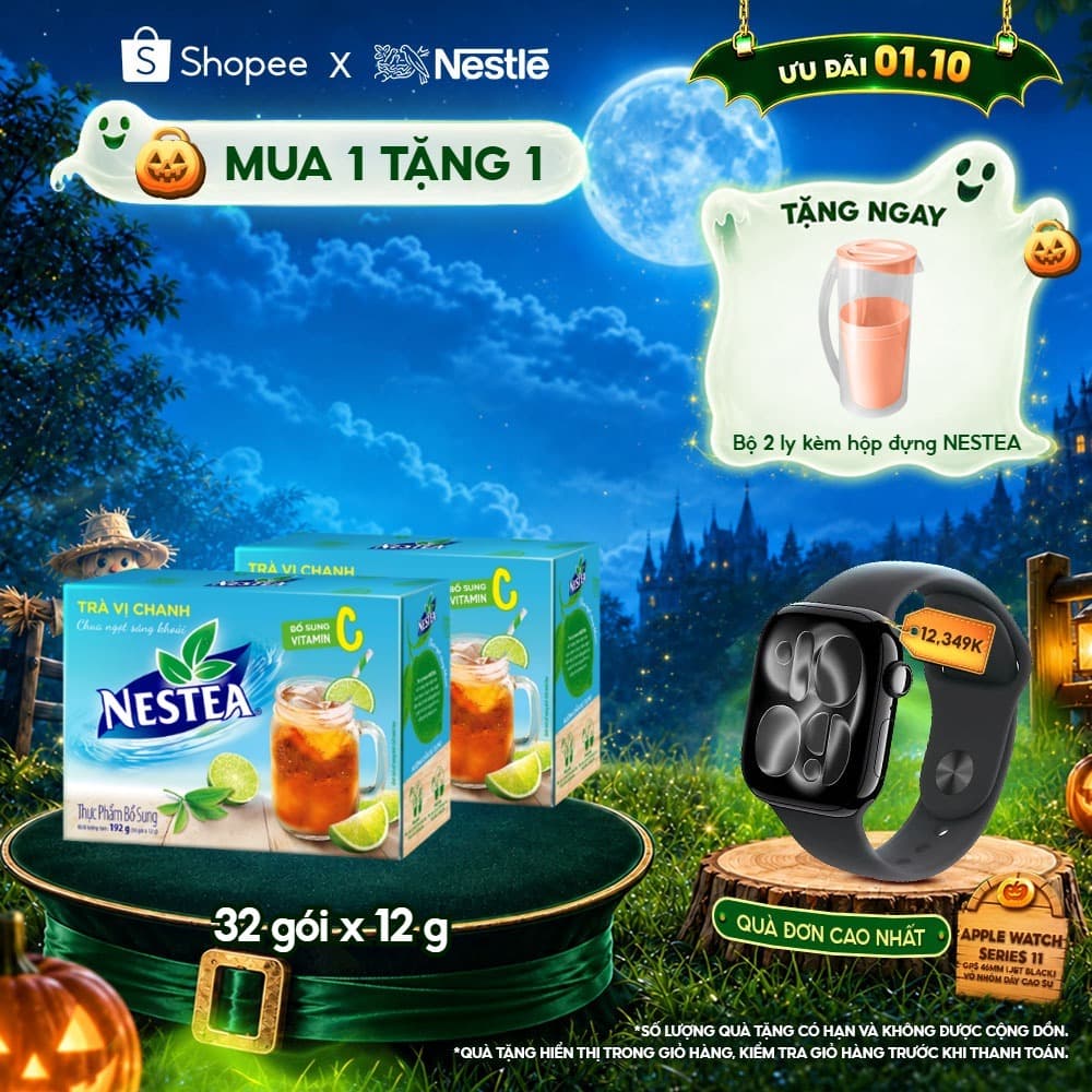 Combo 2 hộp Thực phẩm bổ sung trà Nestea vị chanh hộp 16 gói x 12 g