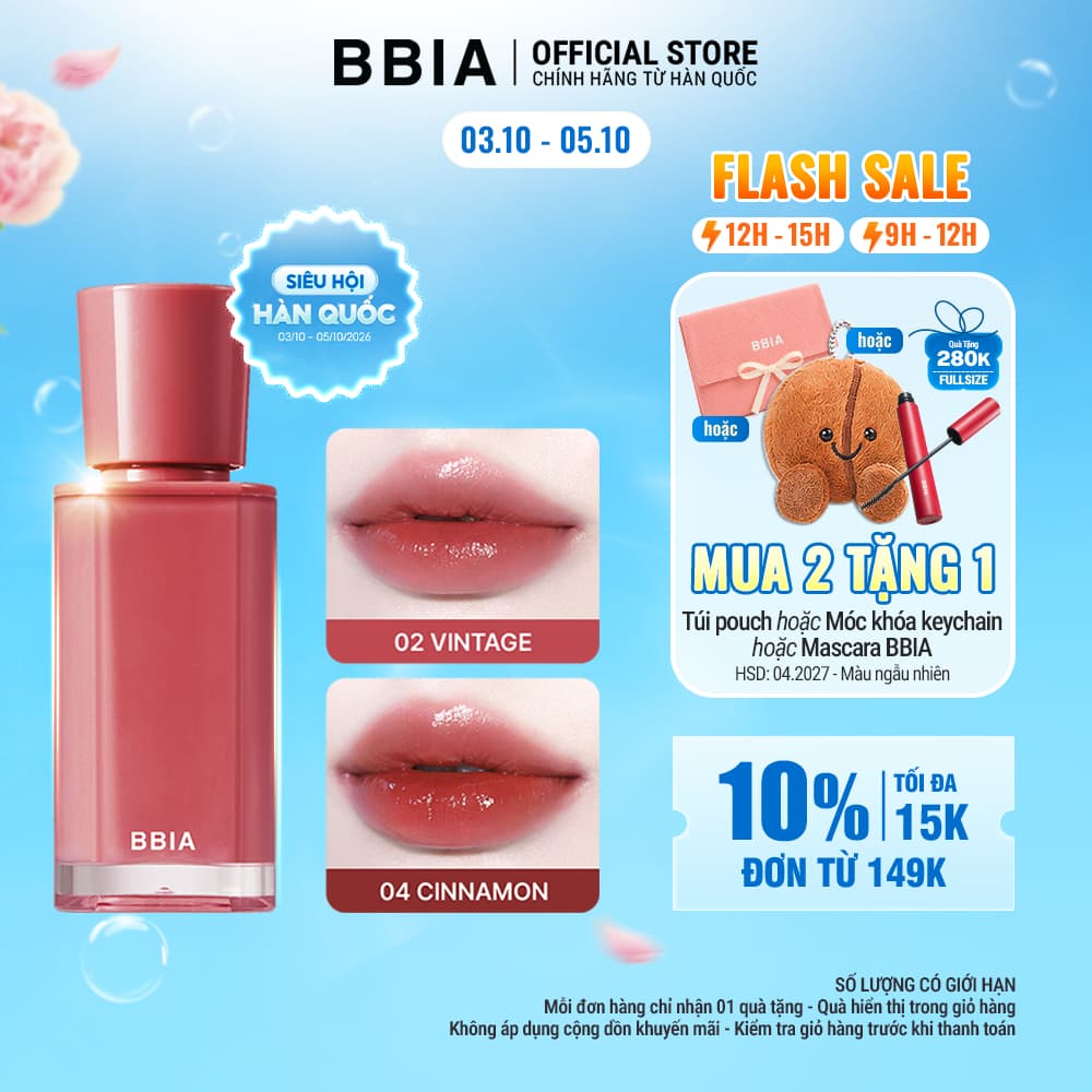 Son tint bóng căng mọng, trong trẻo BBIA Glow Tint