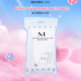 Bông Tẩy Trang Melomeli – 50 Miếng/Gói, 100% Viscose, Mềm Mịn An Toàn
