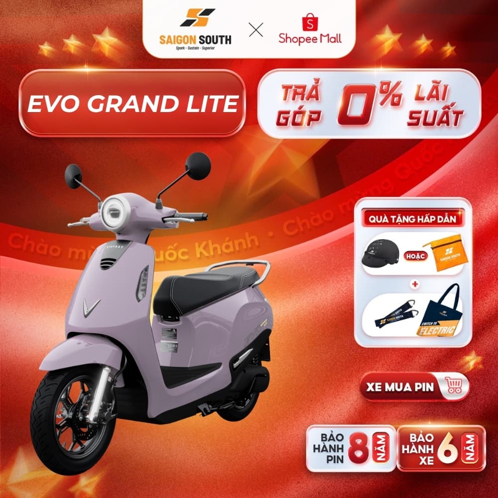 [NHẬN HCM] Xe Máy Điện VinFast Evo Grand Lite - 50cc  - Góp 0%