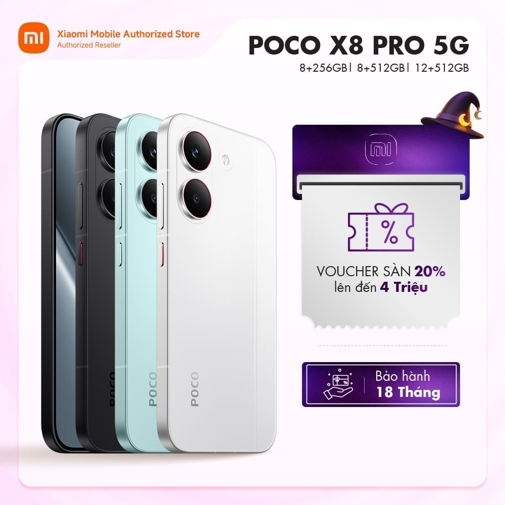 Điện thoại POCO X8 Pro 5G (8+256GB| 8+512GB| 12+512GB) | Màn 6.59" 1,5K 120Hz | D8500U | 50MP