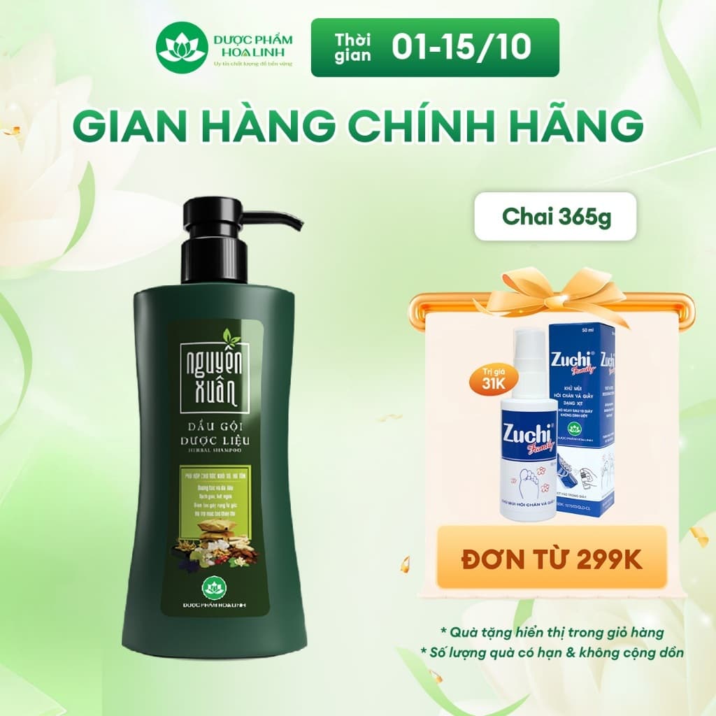 Dầu Gội Dược Liệu Nguyên Xuân Xanh Dưỡng Tóc 365g KM 35g - giá không đổi