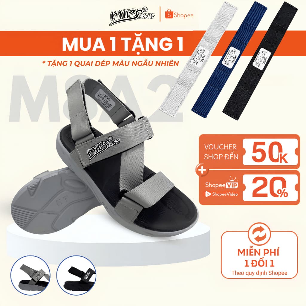 Giày Sandal Quai Chéo Nam Nữ Đi Học Unisex, Dép Quai Hậu Đế Phylon 4cm Nhẹ Êm M8A2 (Hết Quà)