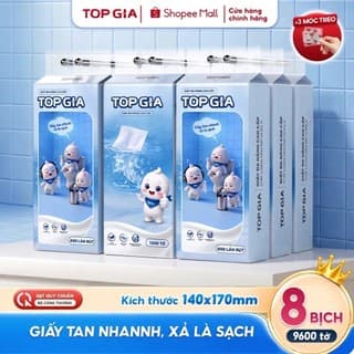 Thùng 8 bịch giấy rút đáy đa năng Melto TopGia 1200 tờ, dễ tan trong nước, tiện dụng, an toàn, thùng 5/8/12