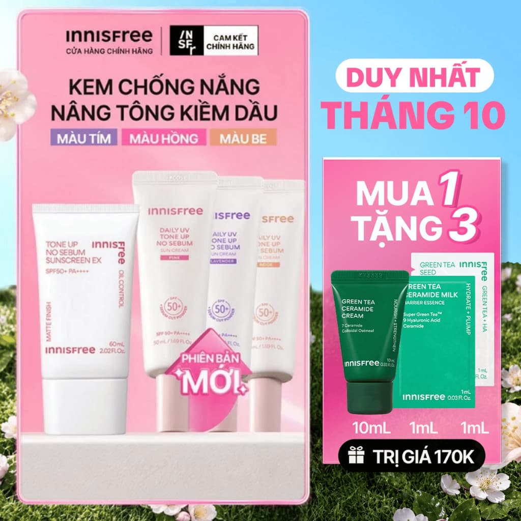 Kem chống nắng nâng tông kiềm dầu INNISFREE Tone Up No Sebum SPF 50+ PA++++