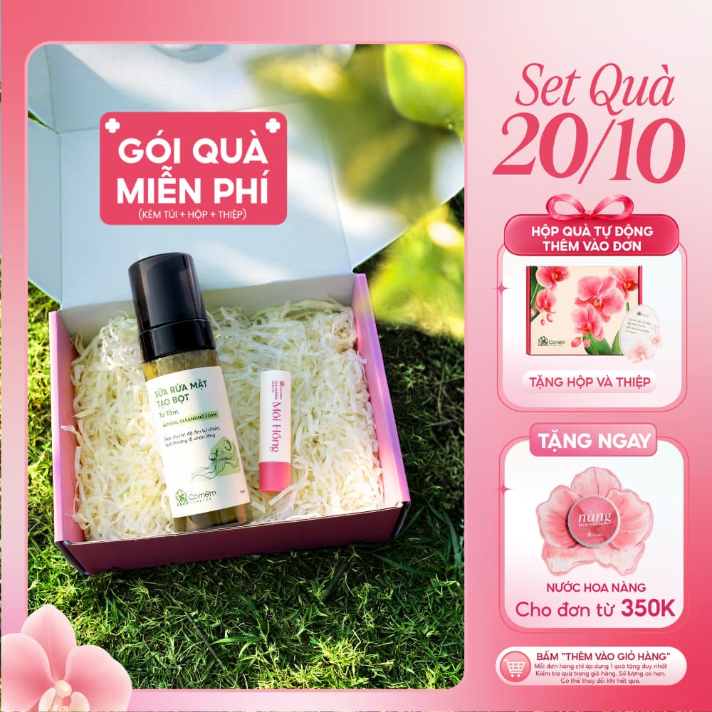 [Set Quà Tặng 20/10] Combo Sữa Rửa Mặt Và Son Dưỡng Môi Cỏ Mềm | Hộp quà tặng 20/10 người yêu, mẹ, cô giáo