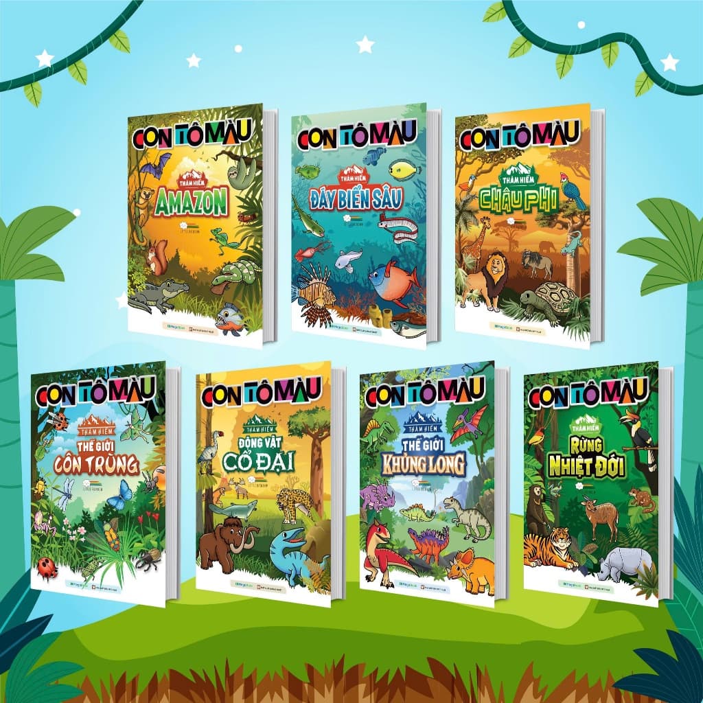 Sách Combo Con Tô Màu Thám Hiểm (7 cuốn) (168 Stickers)