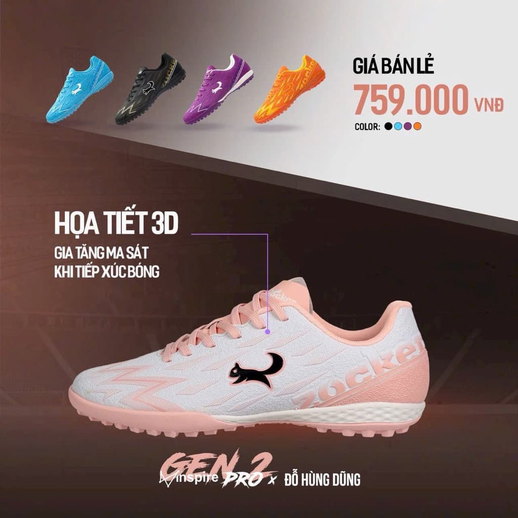 [ HT] giày bóng đá zocker inspire pro gen 2 ( tặng kèm vớ)