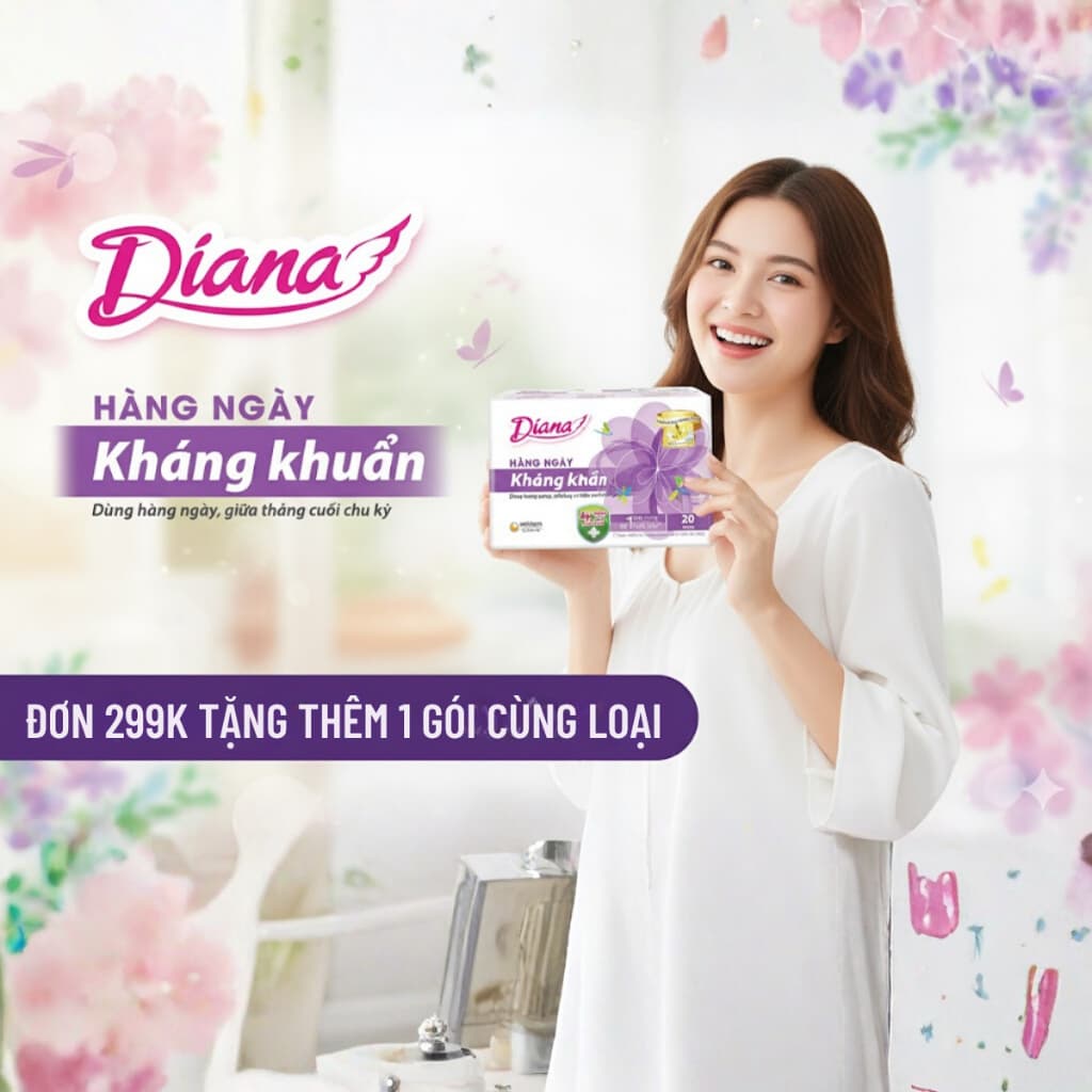 Băng vệ sinh hằng ngày Diana kháng khuẩn - Có quà tặng