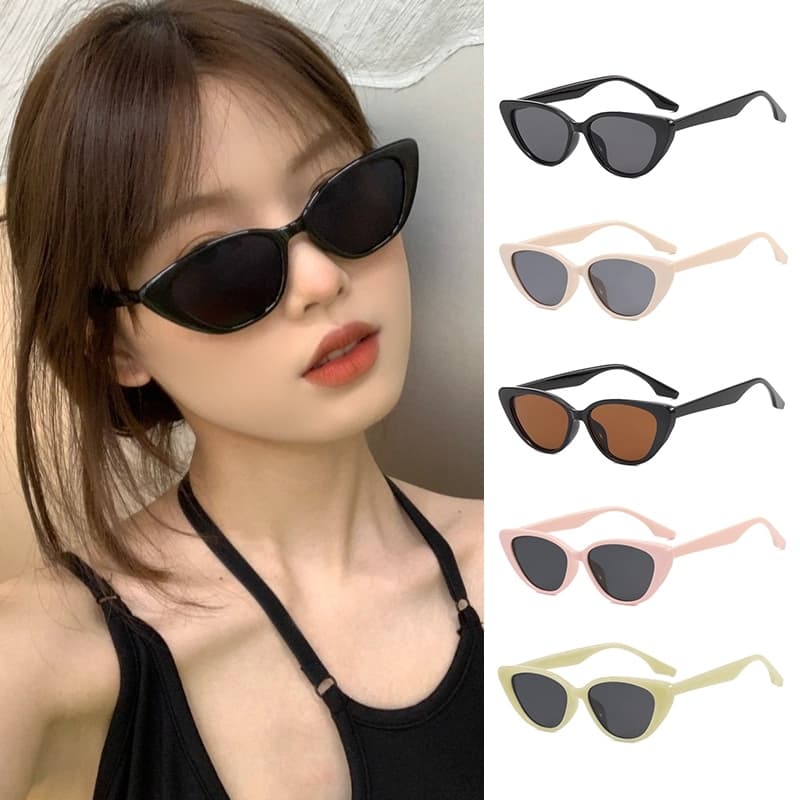 ❤️Love❤️Kính râm mắt mèo nữ bảo vệ mắt khỏi tia UV400 màu hồng khung PC thời trang