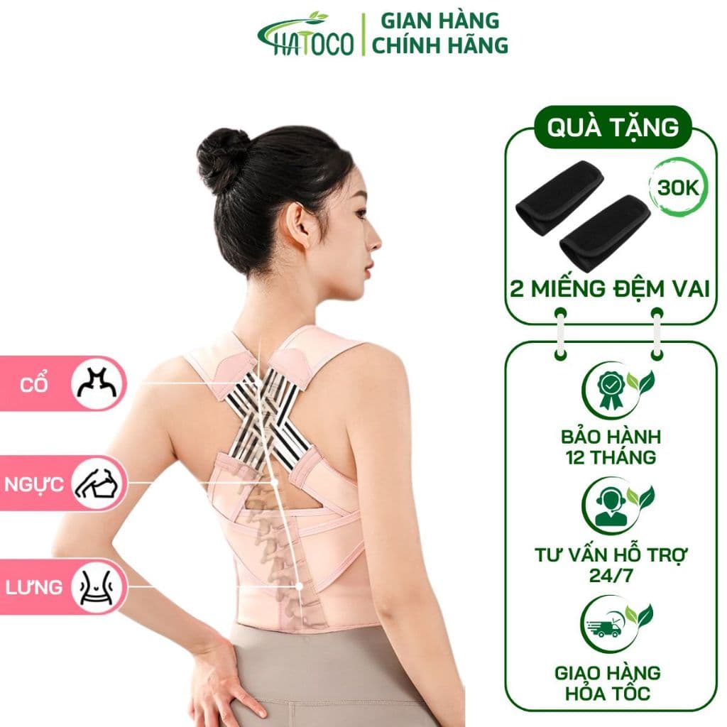 Đai Chống Gù Lưng Cao Cấp Hatoco Nam Nữ, Điều Chỉnh Tư Thế, Định Hình Cột Sống, Cải Thiện Vóc Dáng