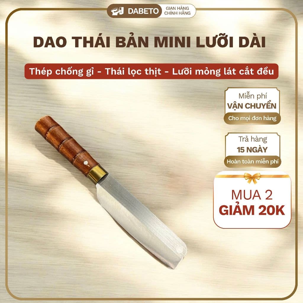 Dao thái thịt rau bản mini  lưỡi dài  12cm DABETO - Nhỏ gọn  không gian bếp