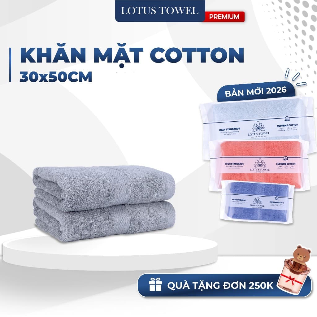 Khăn mặt 30x50cm, 100% COTTON, siêu Mềm Mại, Thấm Hút, dày dặn