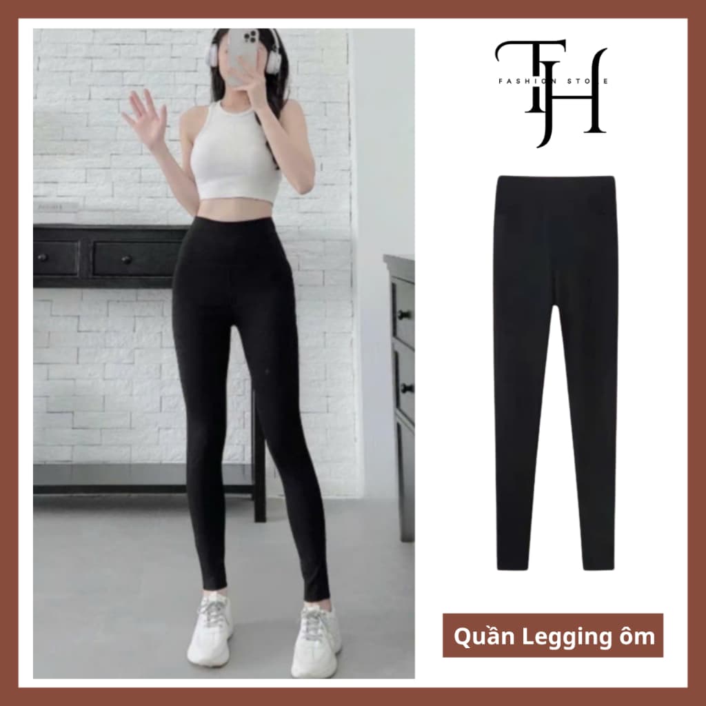 Quần Legging Nữ Dài Nâng Mông Cạp Cao Body Leggin Ôm Bó Co Giãn Vải Dày Mịn