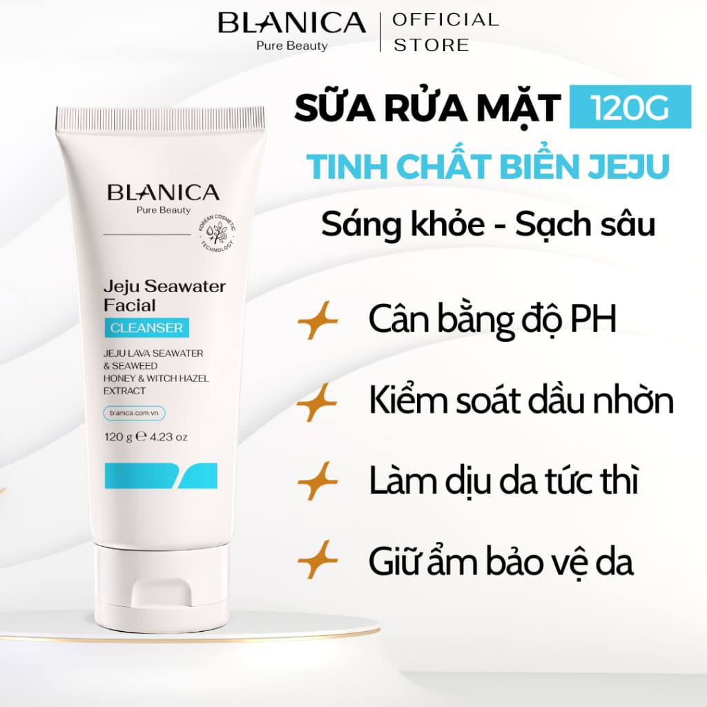 Sữa rửa mặt BLANICA Jeju Sea Water Facial Cleanser chiết xuẩt biển sâu Jeju dạng gel 120g