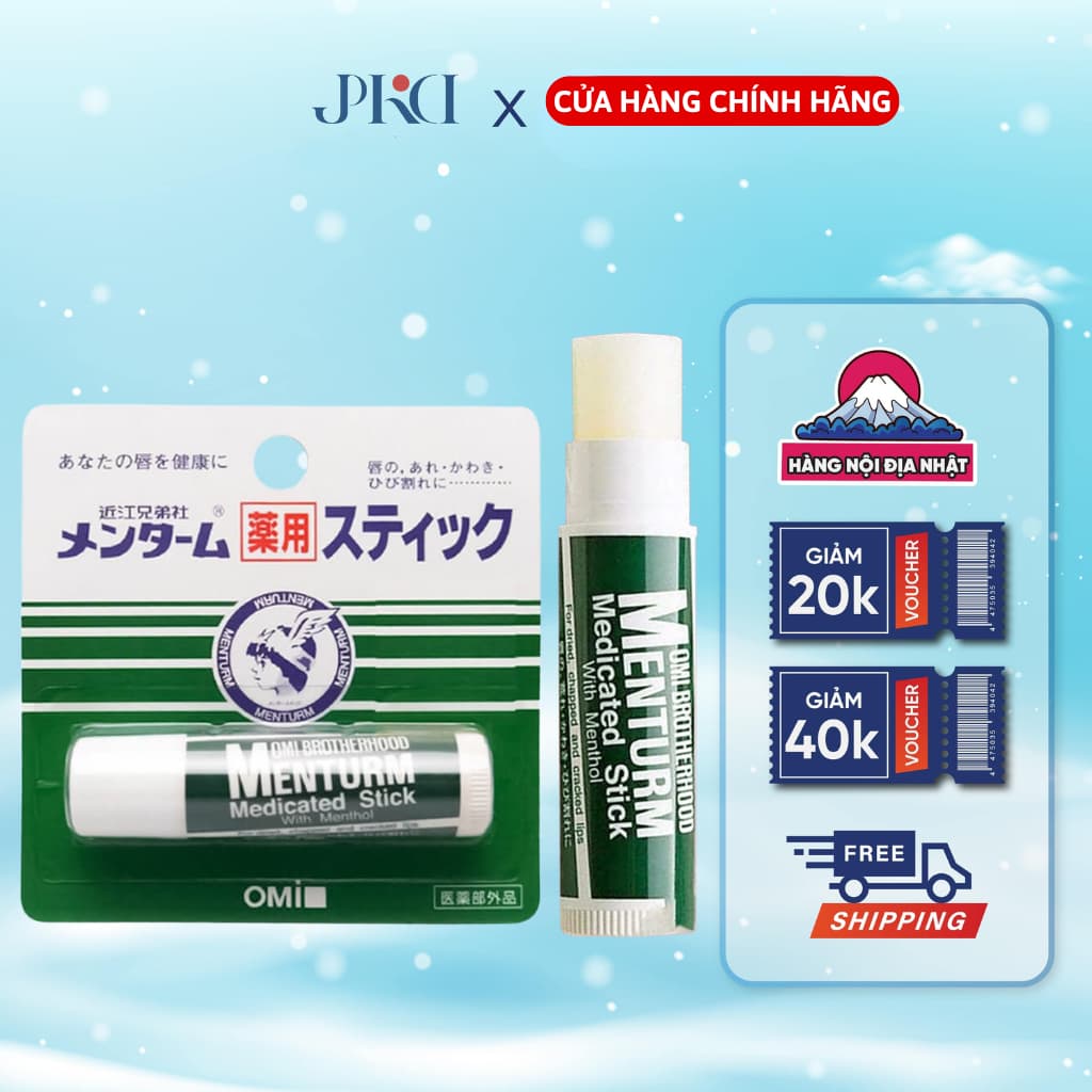 Son Dưỡng Môi Omi Menturm Brotherhood Menturm Medical Lip Balm Stick (4g) Nhật Bản Dưỡng Ẩm Mềm Môi