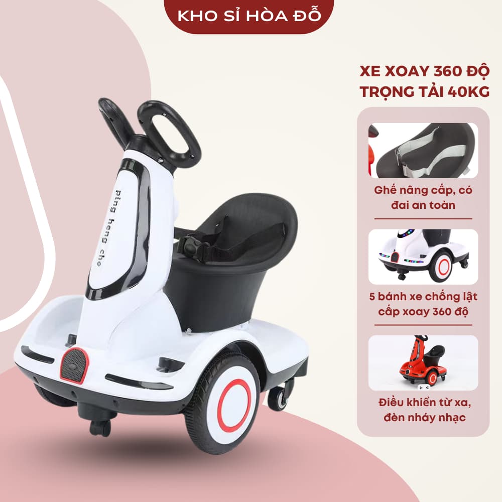 Xe xoay 360 độ có điều khiển và sạc cho bé tải trọng 40kg cao cấp_KHO SỈ HOA ĐỖ