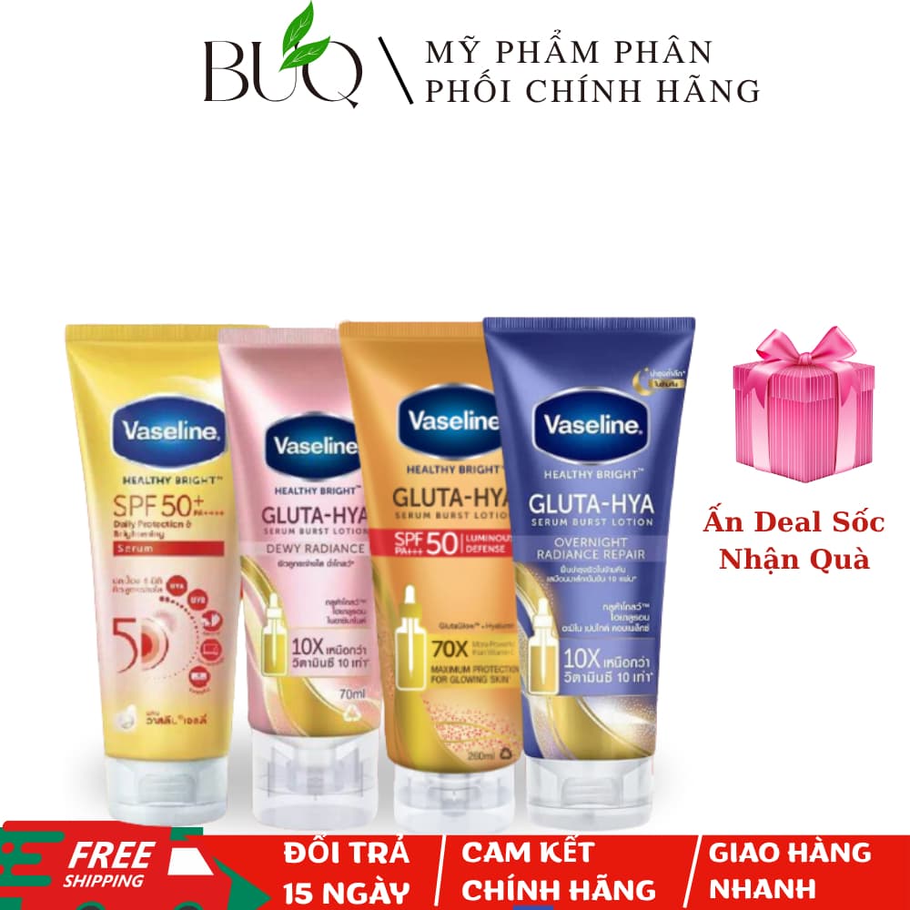 Serum dưỡng thể Vaseline Gluta-Hya Dưỡng Da Sáng Mịn Sau 7 Ngày 70ml/30ml