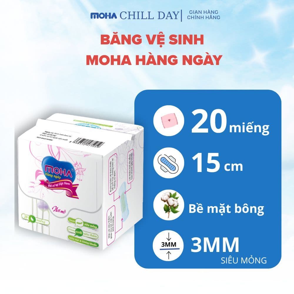 Băng Vệ Sinh MOHA Hàng Ngày 15cm 20 Miếng/Gói