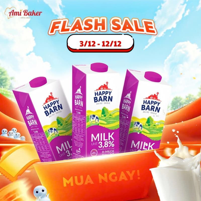 [FLASH SALE] Sữa Tươi Nguyên Kem Happy Barn 1L