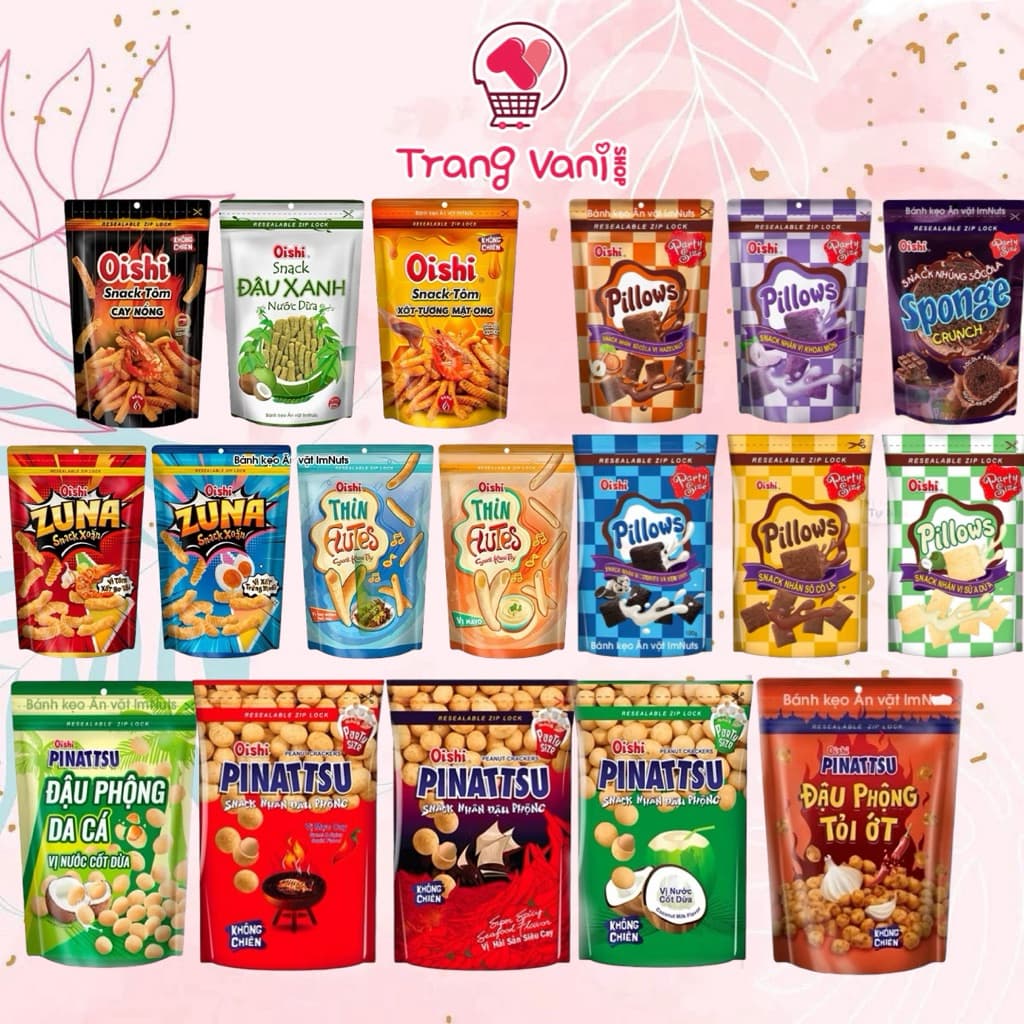 [THÙNG 20 GÓI] Snack, Đậu Phộng Oishi túi zip Đủ Vị