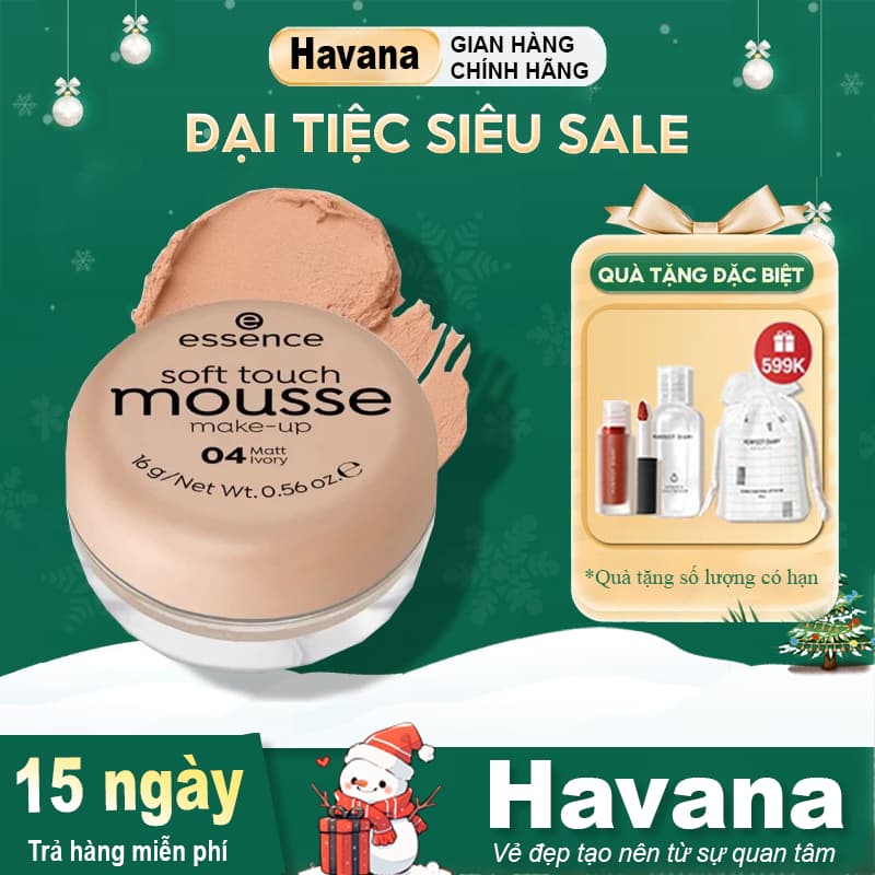Phấn tươi Essence Soft Touch Mousse Makeup Đức che khuyết điểm chất kem mỏng nhẹ tự nhiên 16g