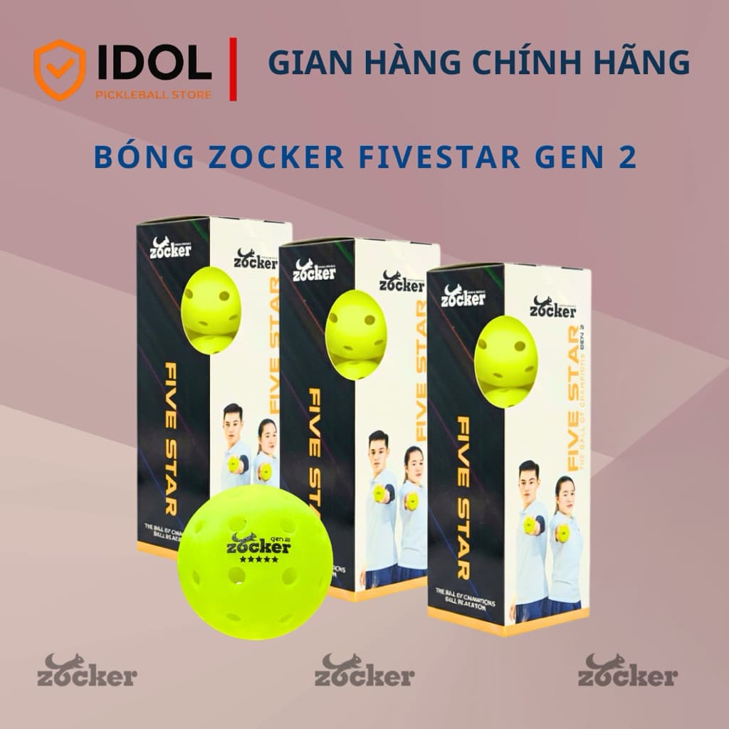 [Chính Hãng] Bóng Pickleball Zocker Five Star Gen 2 | Bóng Siêu Bền, Quỹ Đạo Ổn Định, Chuẩn USAPA