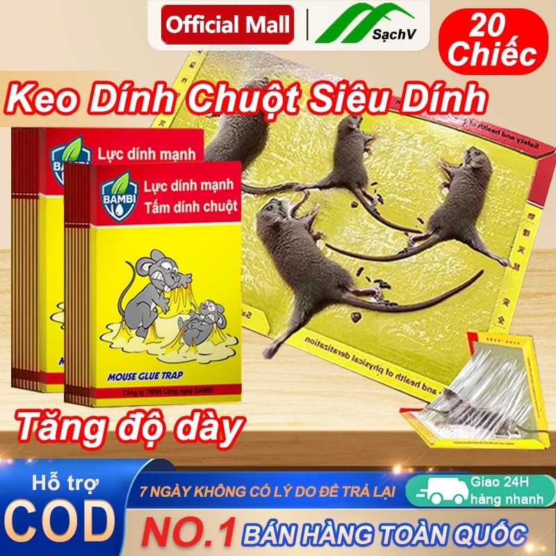 Keo Dính Chuột Siêu Dính (có mồi) Miếng Keo Bẫy Chuột Diệt Chuột, Keo Bẫy Chuột, Ruồi Và Côn Trùng, Miếng keo dán chuột
