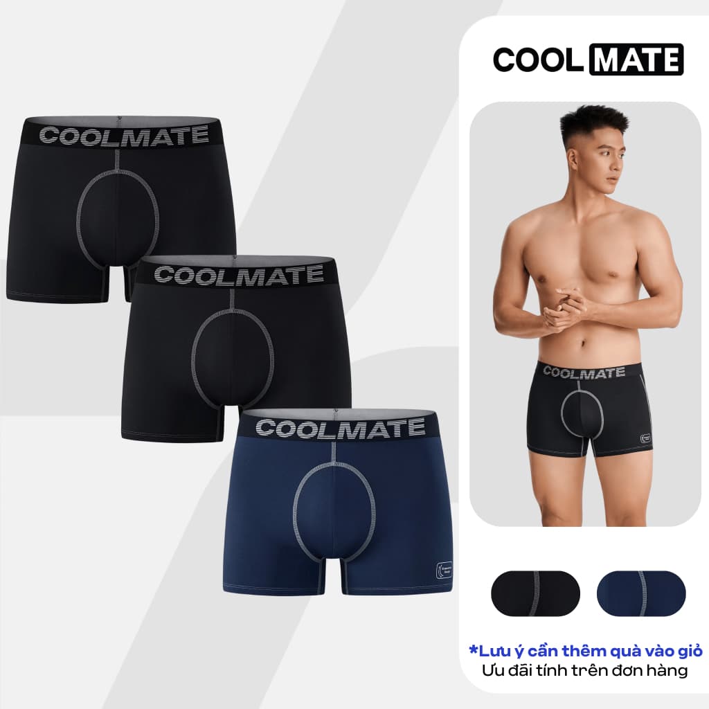 [MUA 3 TẶNG 1 QUẦN LÓT BẤT KÌ]Combo 3 quần lót nam thể thao trunk ErgoFit êm ái, giảm ma sát khi chuyển động Coolmate