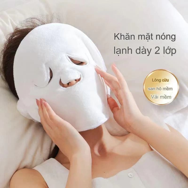 PVN72988 Khăn mặt nạ chườm nóng lạnh , khăn bông đắp mặt, ủ ấm, xông hơi làm nóng,làm lạnh thư giãn, dãn nở lỗ chân lông