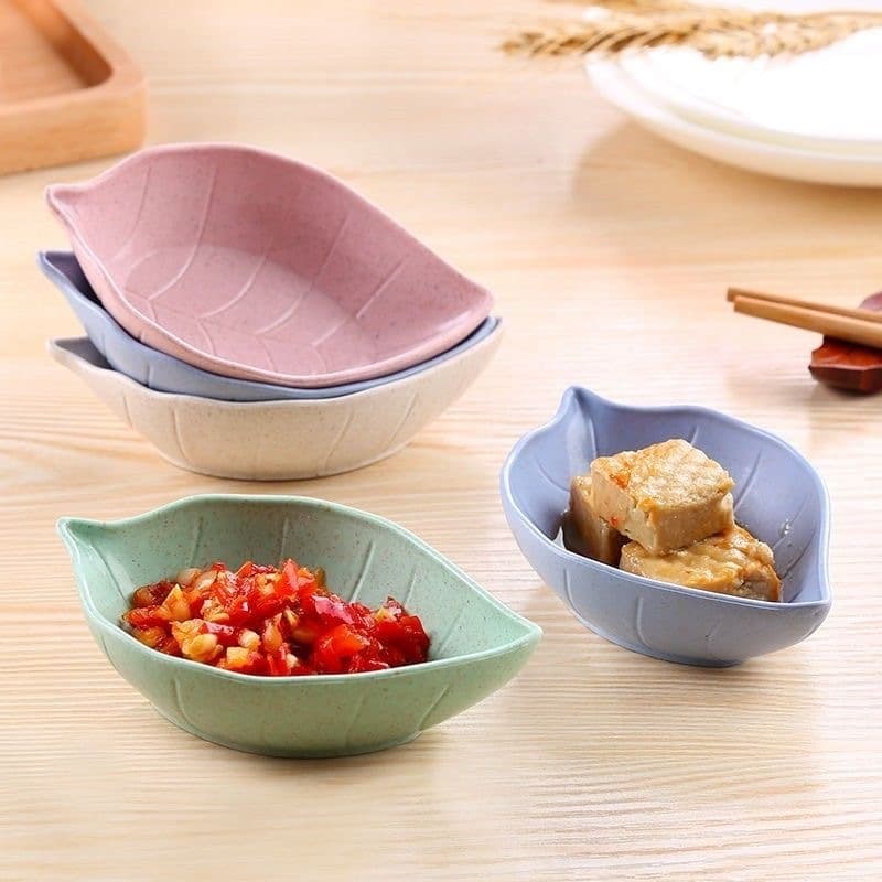 [HÀNG CÓ SẴN] SET 5 Chén Đĩa Đựng Gia Vị Nước Chấm Làm Từ Lúa Mạch Hình Chiếc Lá