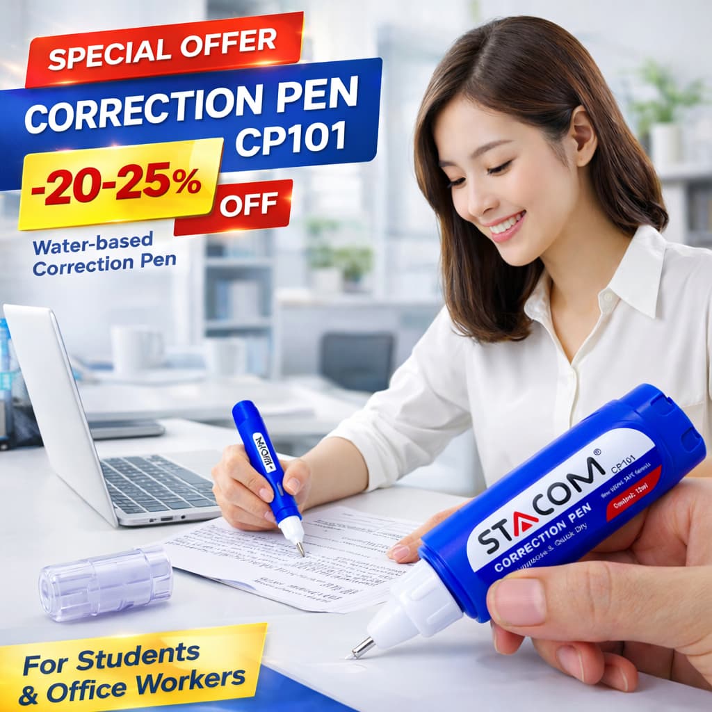 Bút Xóa Nước 12ml Stacom CP101 Thế Hệ Mới - Mau Khô, Viết Trên Bề Mặt Ẩm Ướt, Chính Hãng | Xả Kho