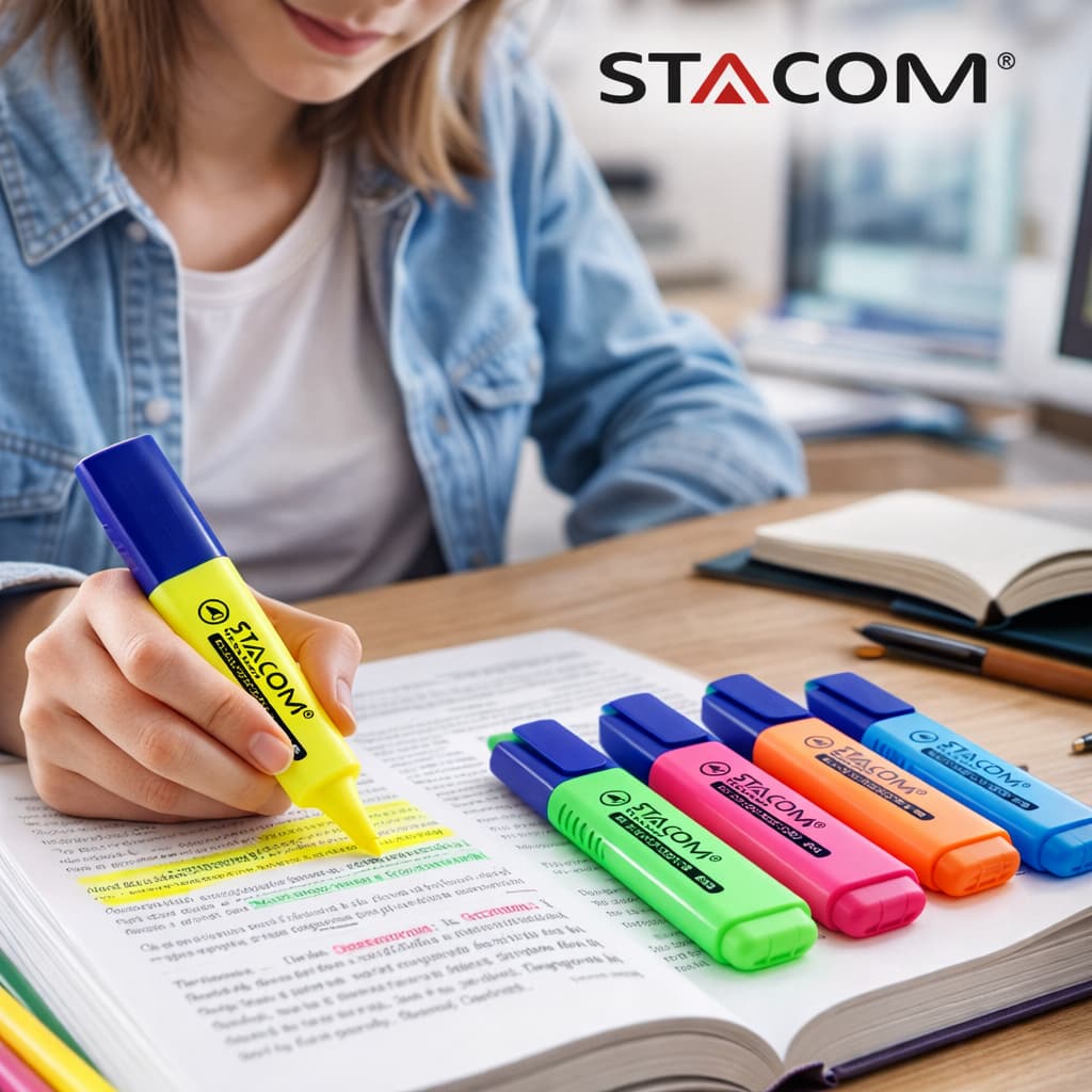 Combo 3/5 Bút Dạ Quang Stacom HL108 - Bút Highlight, Mực Tươi Sáng, Lâu Hết Mực, Chính Hãng | Trợ Giá Tốt