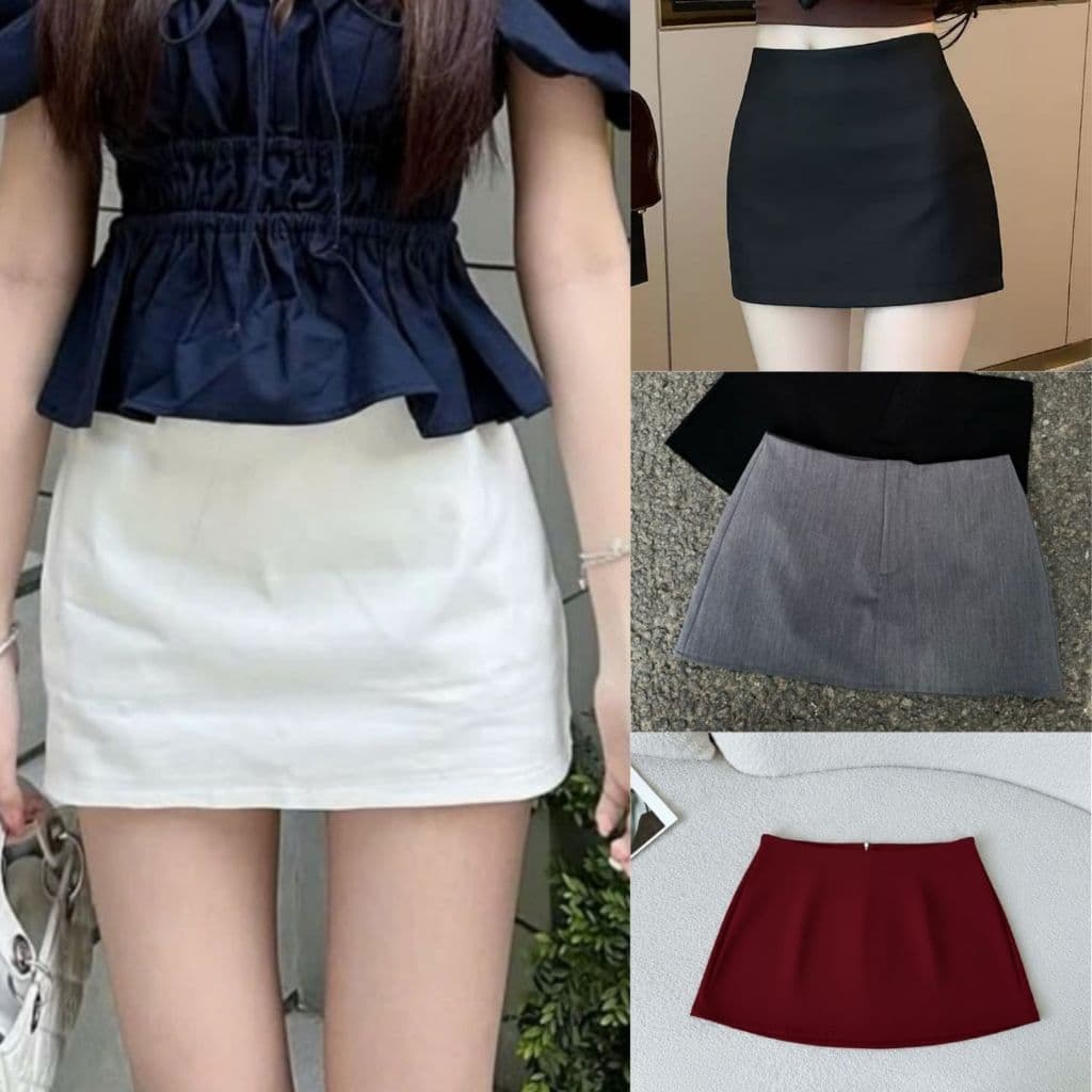 Chân váy mini nữ dáng chữ A chát kaki mềm mẫu trơn form đứng màu xám đen  VANISA CV031