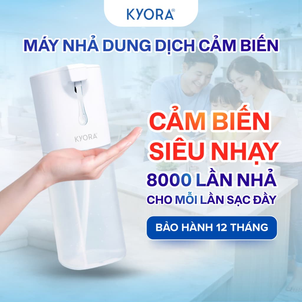 Máy nhả dung dịch Kyora - cảm biến không chạm, 4 mức phun tiết kiệm và tiện lợi.
