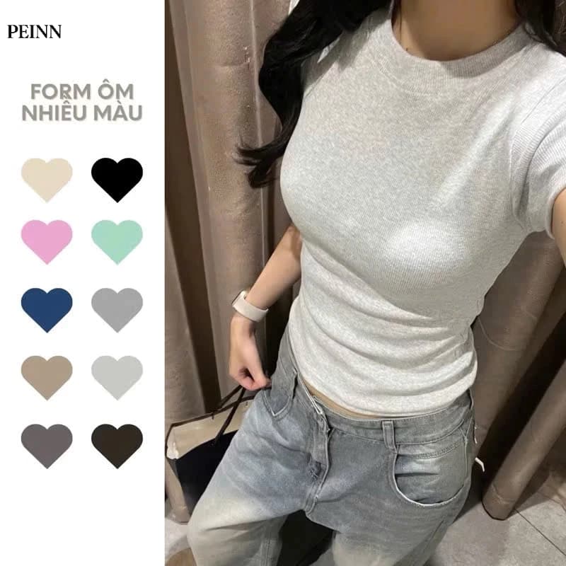 [Peinn] Áo Thun Trơn Nh124 Form Ôm Babytee, Đủ Màu Basic, Chất Liệu Thun Co Giãn, Fit Dáng Siêu Đẹp