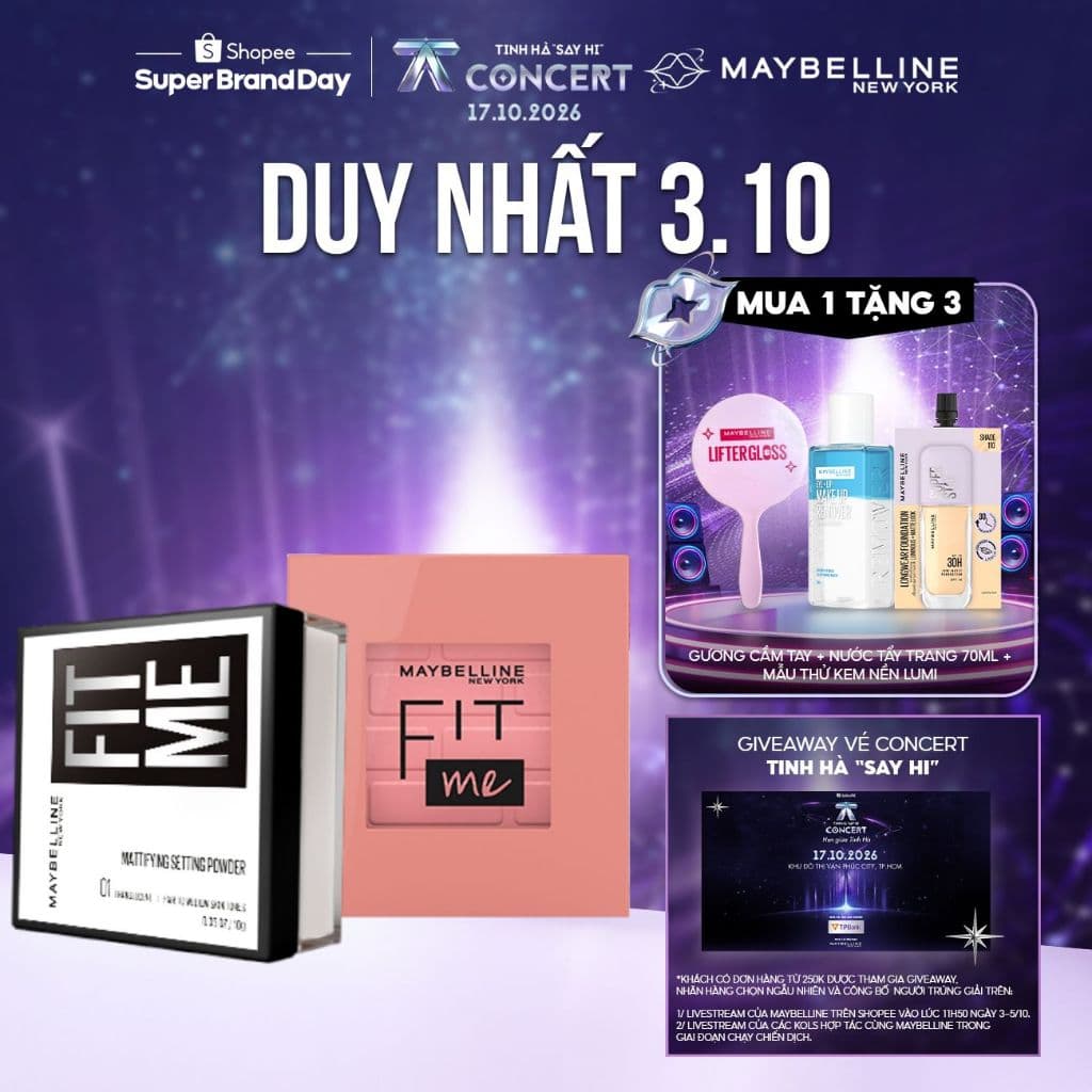 [Bộ trang điểm] Bộ Phấn má hồng Fit Me Blush và Phấn phủ bột Fit Me Mattifying Setting Powder Maybelline New York