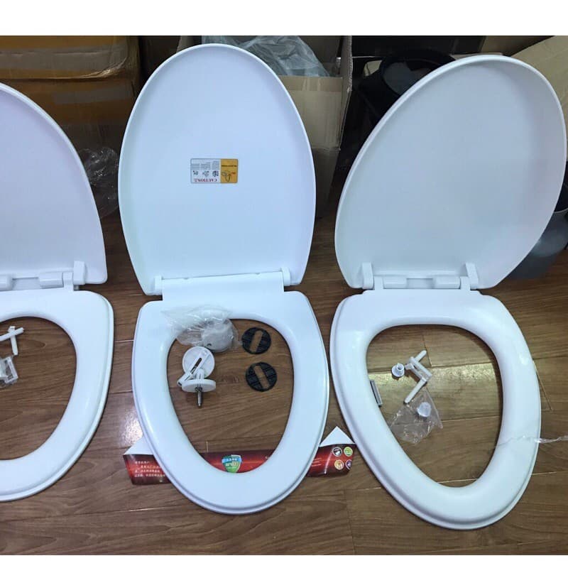 Nắp bồn cầu đóng, mở tự động nhựa trắng, Phù hợp hầu hết mọi loại bồn cầu