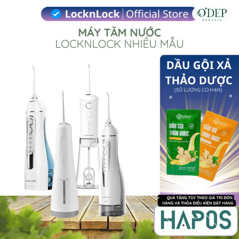 Máy tăm nước không dây LocknLock ENR166GRY 300ml, ENR154WHT 250ml, ENR156BLU 200ml, ENR146WHT - HAPOS LSA