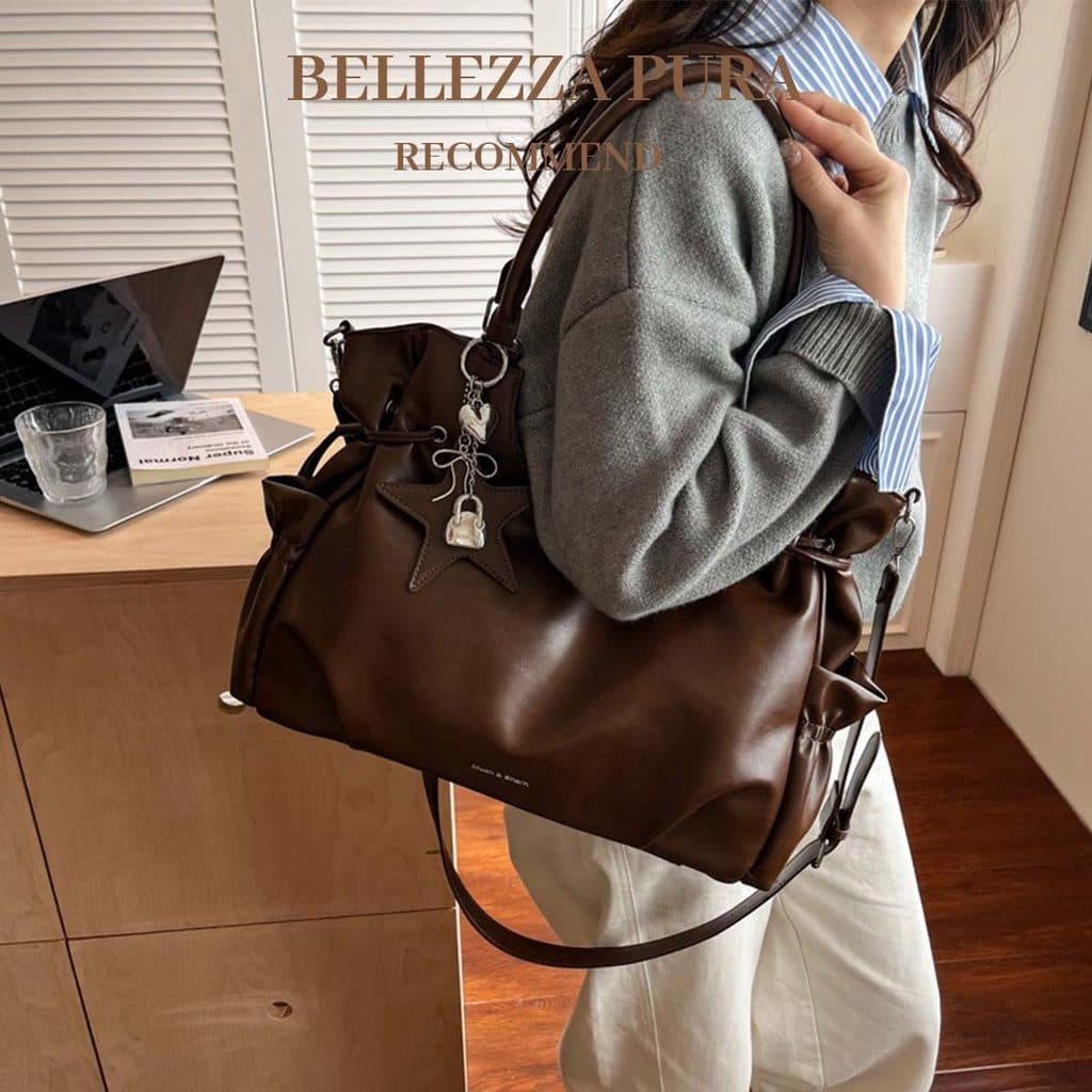 BELLEZZA PURA Túi Tote Nữ Da PU Đơn Giản Đi Lại Túi Đeo Ngang Dung Tích Lớn Mang Theo Túi Xách