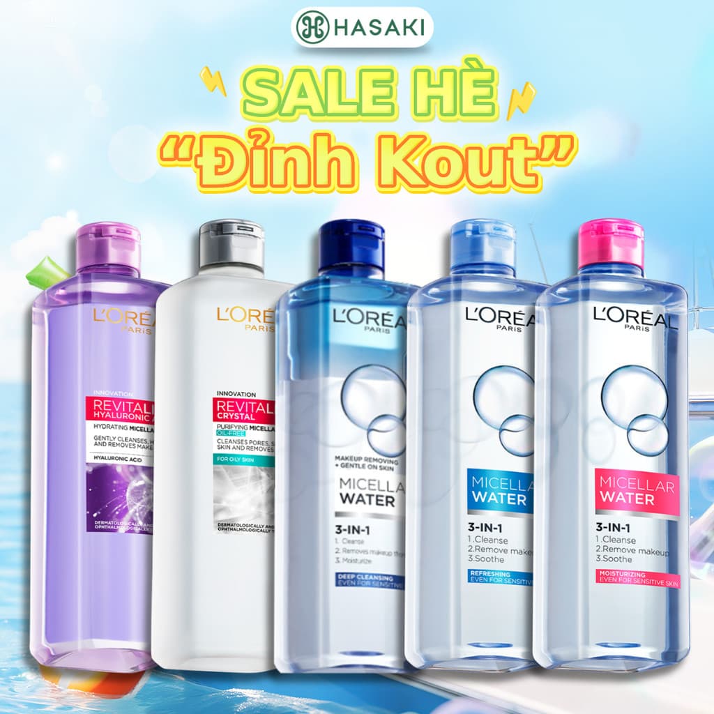 [DAILY] Nước Tẩy Trang L'oreal Dành Cho Da Dầu, Da Nhạy Cảm, Làm Sạch Trang Điểm 400ml Hasaki