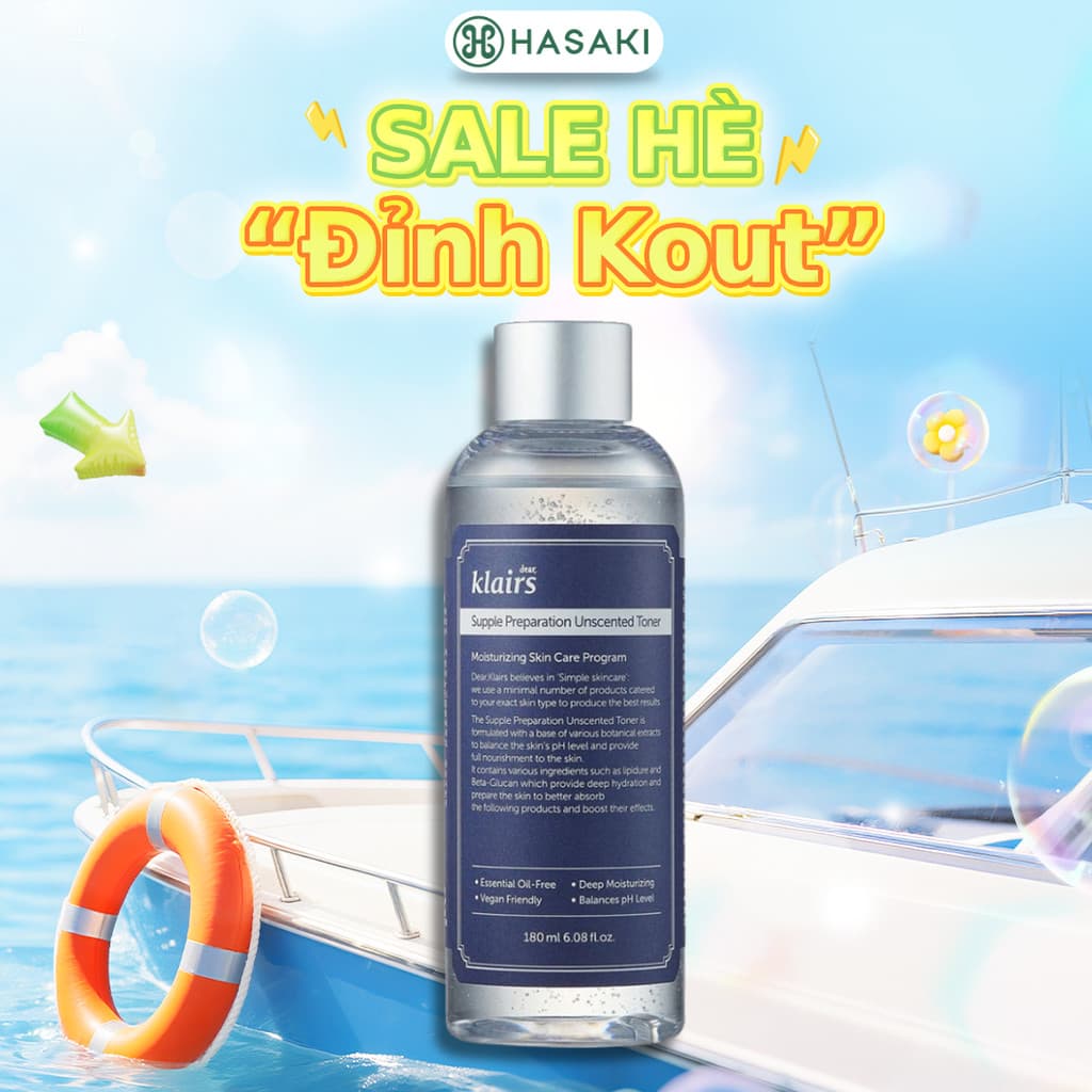 [DAILY] Nước Hoa Hồng Không Mùi Dành Cho Da Nhạy Cảm Dear, Klairs Unscented Toner 180ml Hasaki Chính Hãng