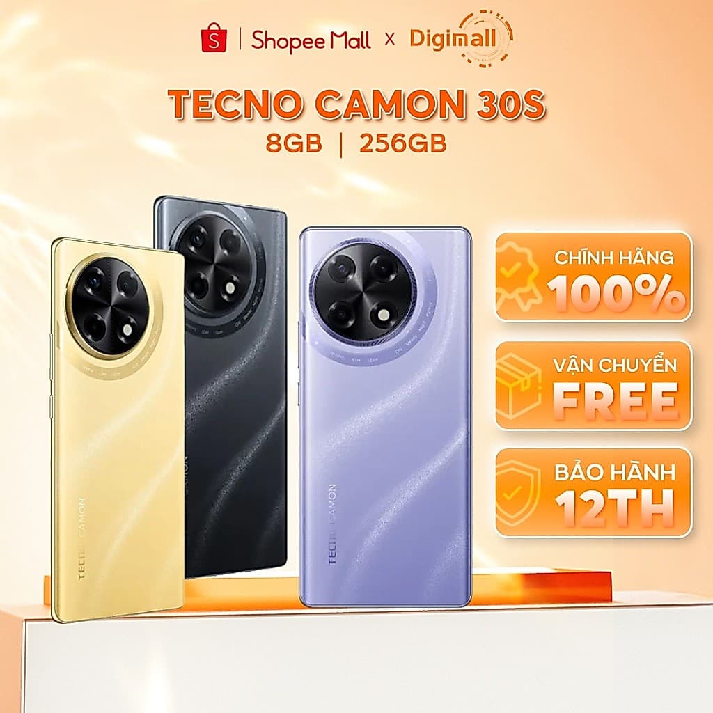 Điện thoại di động Tecno Camon 30S 8GB/256GB Helio G100 5000mAh Sạc nhanh 33W Hàng chính hãng