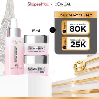 Bộ Serum Glycolic Melasyl 8% [Melasyl+Glycolic+Niacinamide] 30ml & Kem dưỡng ngày đêm mờ thâm nám L'Oreal Paris Glycolic