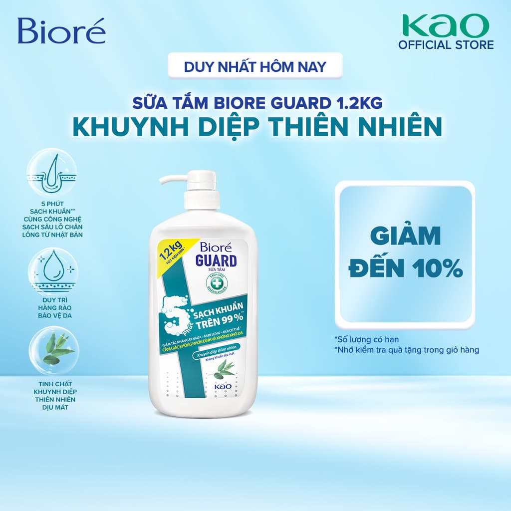 Biore Sữa Tắm Sạch Sâu Kháng Khuẩn - Khuynh Diệp Thiên Nhiên Biore Guard 1.2kg