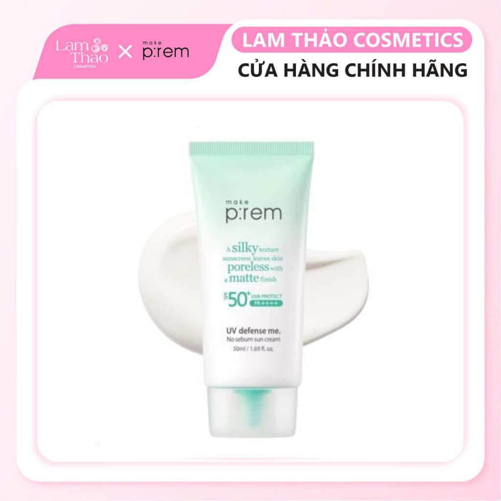 (COD)Kem Chống Nắng Vật Lý Kiềm Dầu Make P:rem UV Defense Me No Sebum Sun Cream SPF50+ PA++++ 50ml