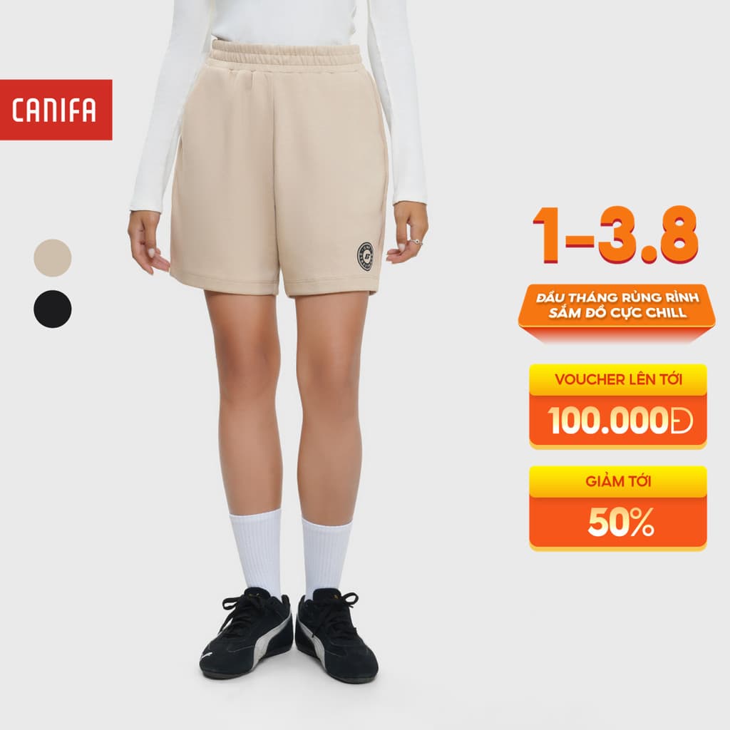 Quần short nữ CANIFA cạp chun form vừa in họa tiết 6BS25W001